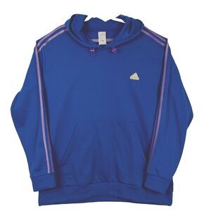 Adidas Blue Sweatshirt Hoodie Men’s SZ 2XL Pullover 3 purple stripes Activewear